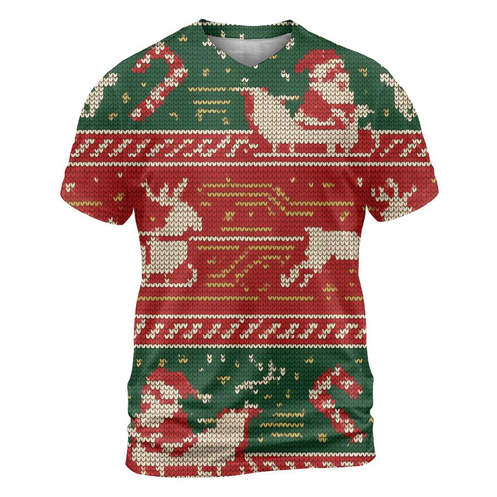 Santa Sleigh Circuit Board Knit Design vibrant all-over design tees