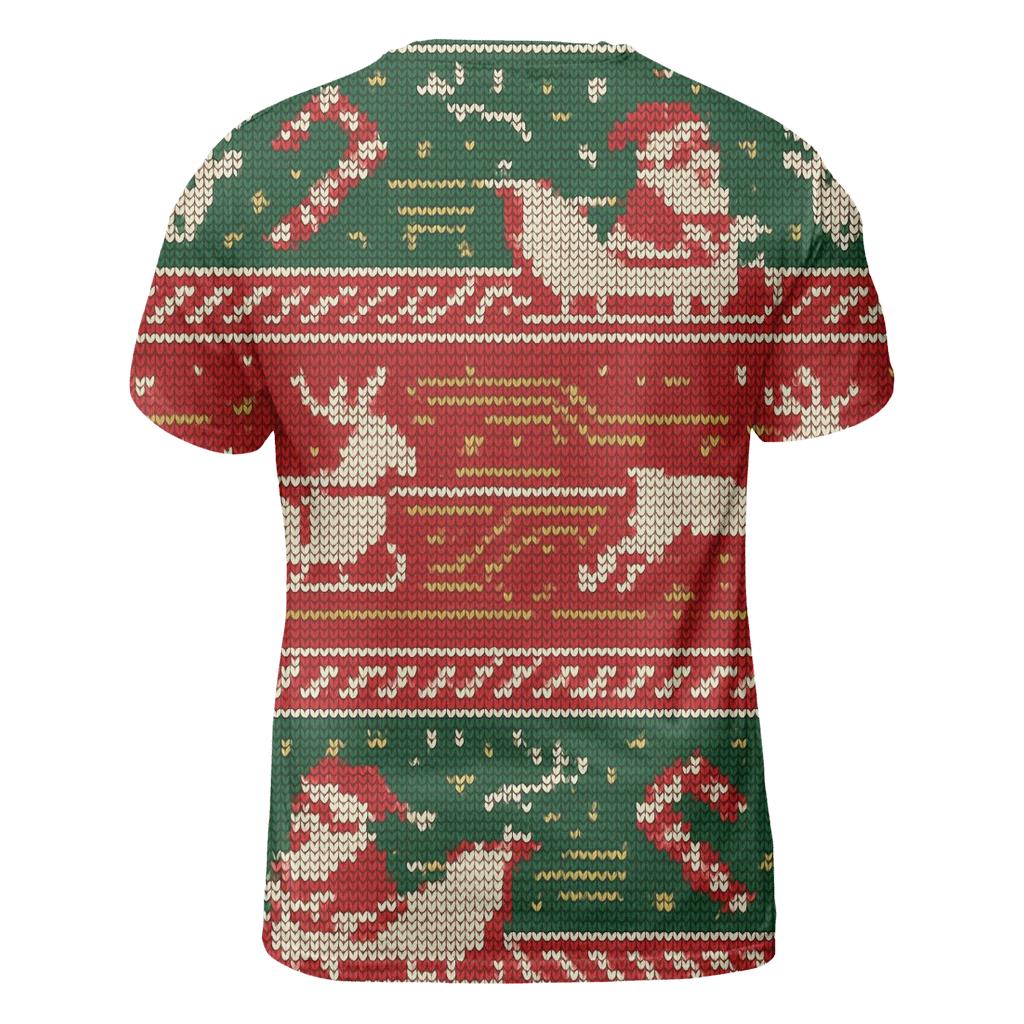 Santa Sleigh Circuit Board Knit Design vibrant all-over design tees