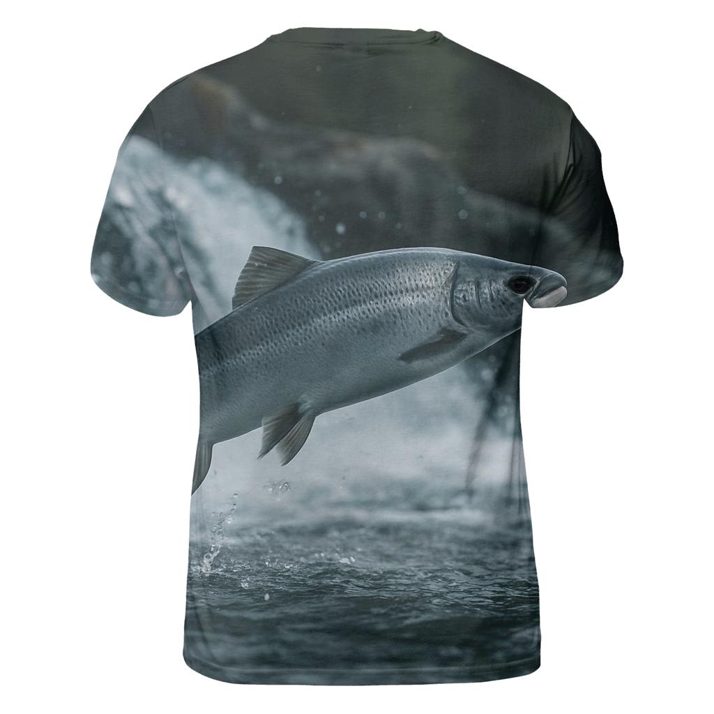 Riverglass Leap Atlantic Salmon statement graphic shirts