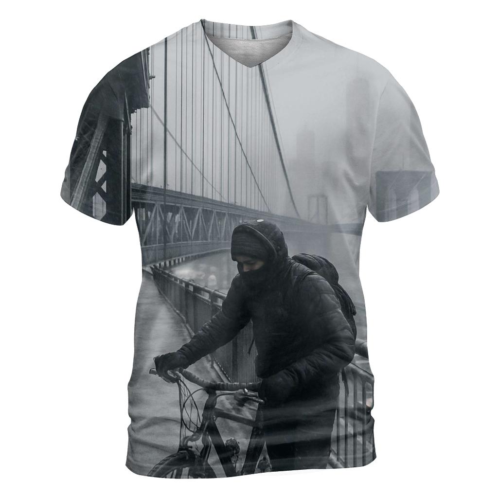 Snow Squall Panorama From The Manhattan Bridge Walkway unique graphic print tees