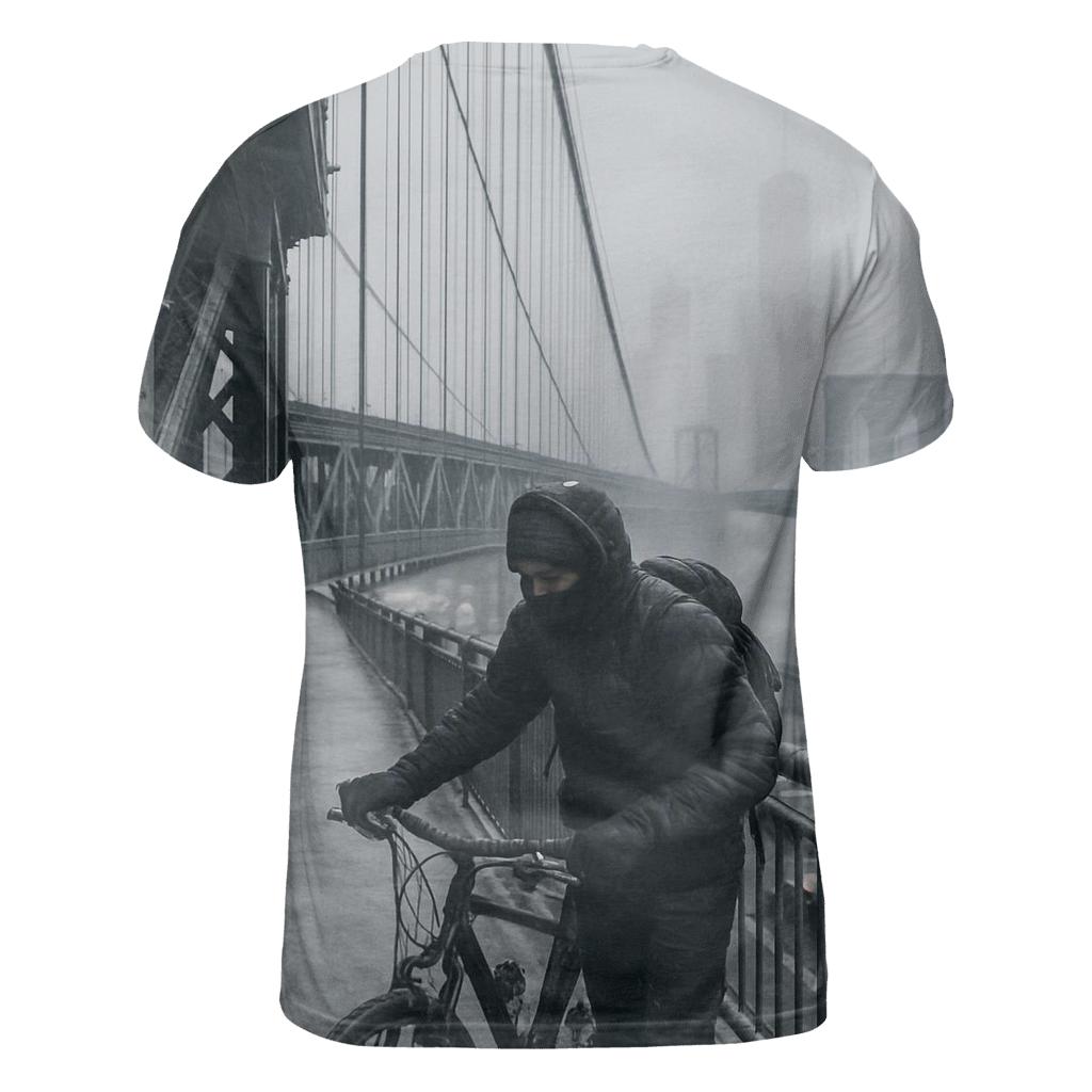 Snow Squall Panorama From The Manhattan Bridge Walkway unique graphic print tees