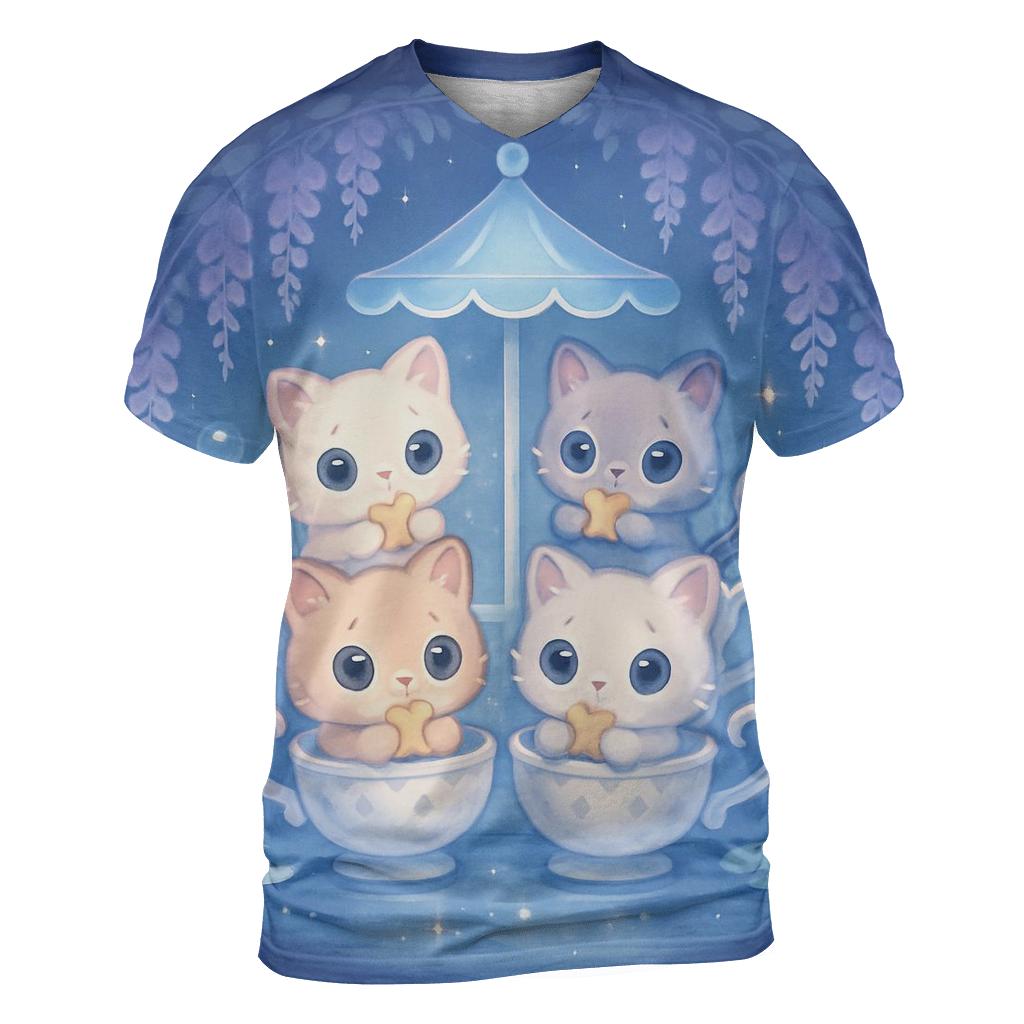 Moonlit Teacup Kitten Carousel trendy printed shirt styles