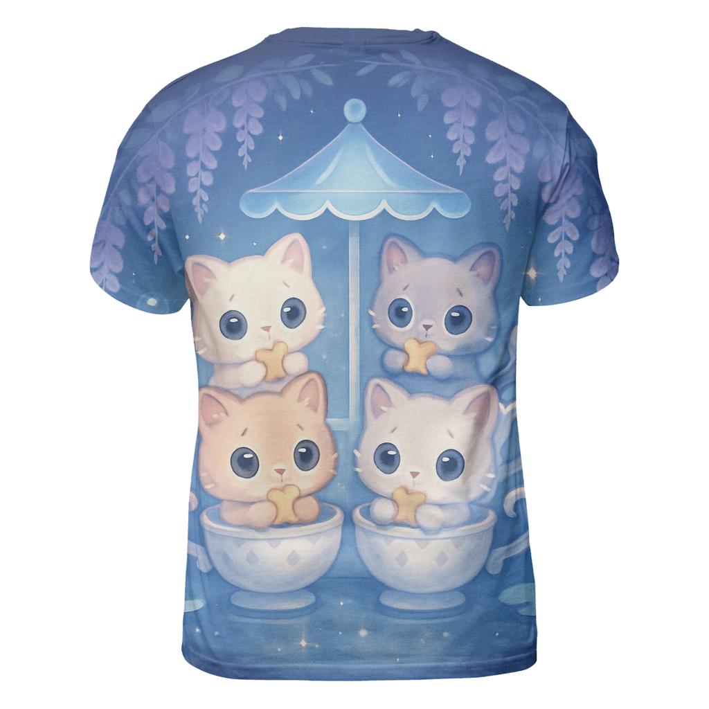 Moonlit Teacup Kitten Carousel trendy printed shirt styles