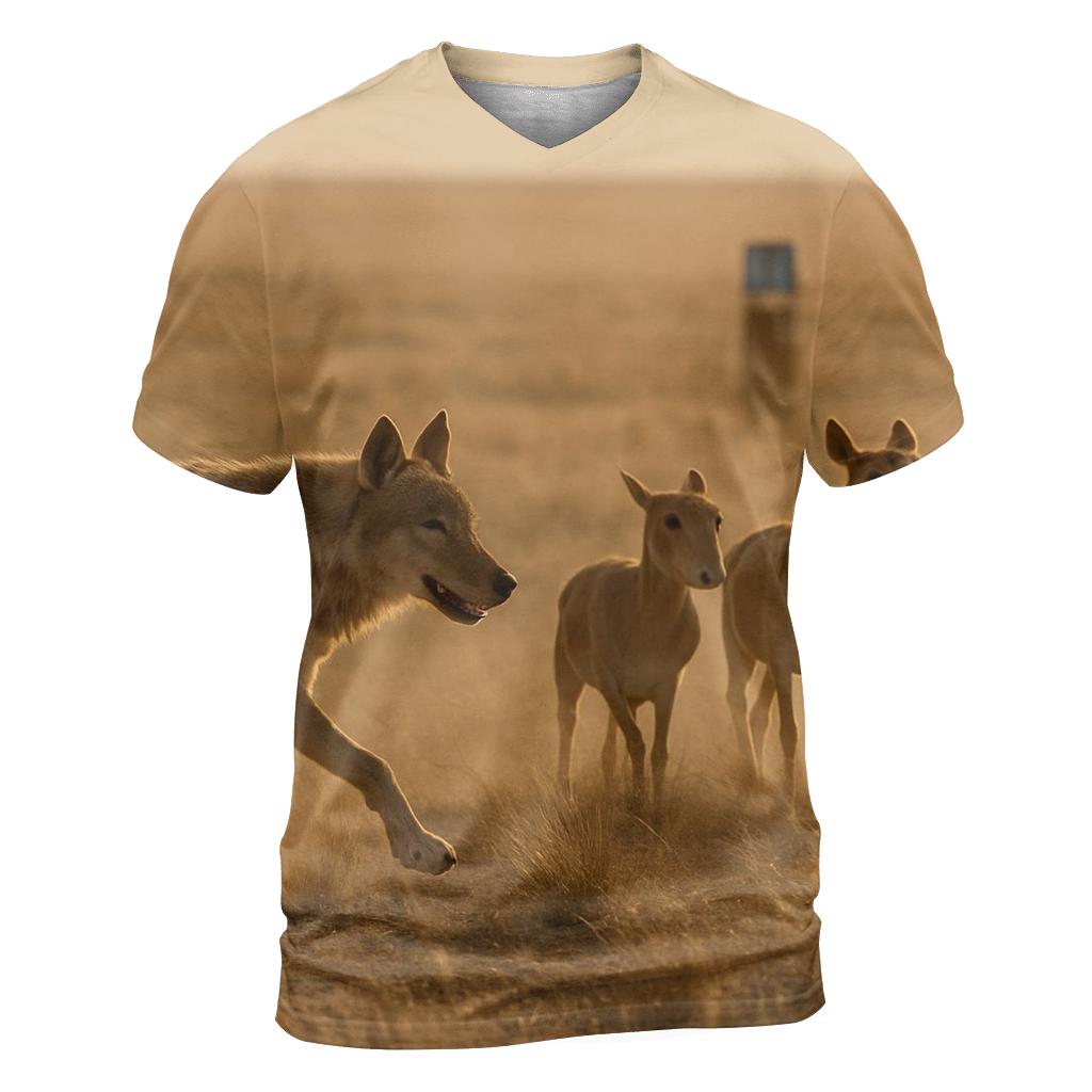 Saiga Steppe Wolf In Windblown Dust creative print fashion shirts