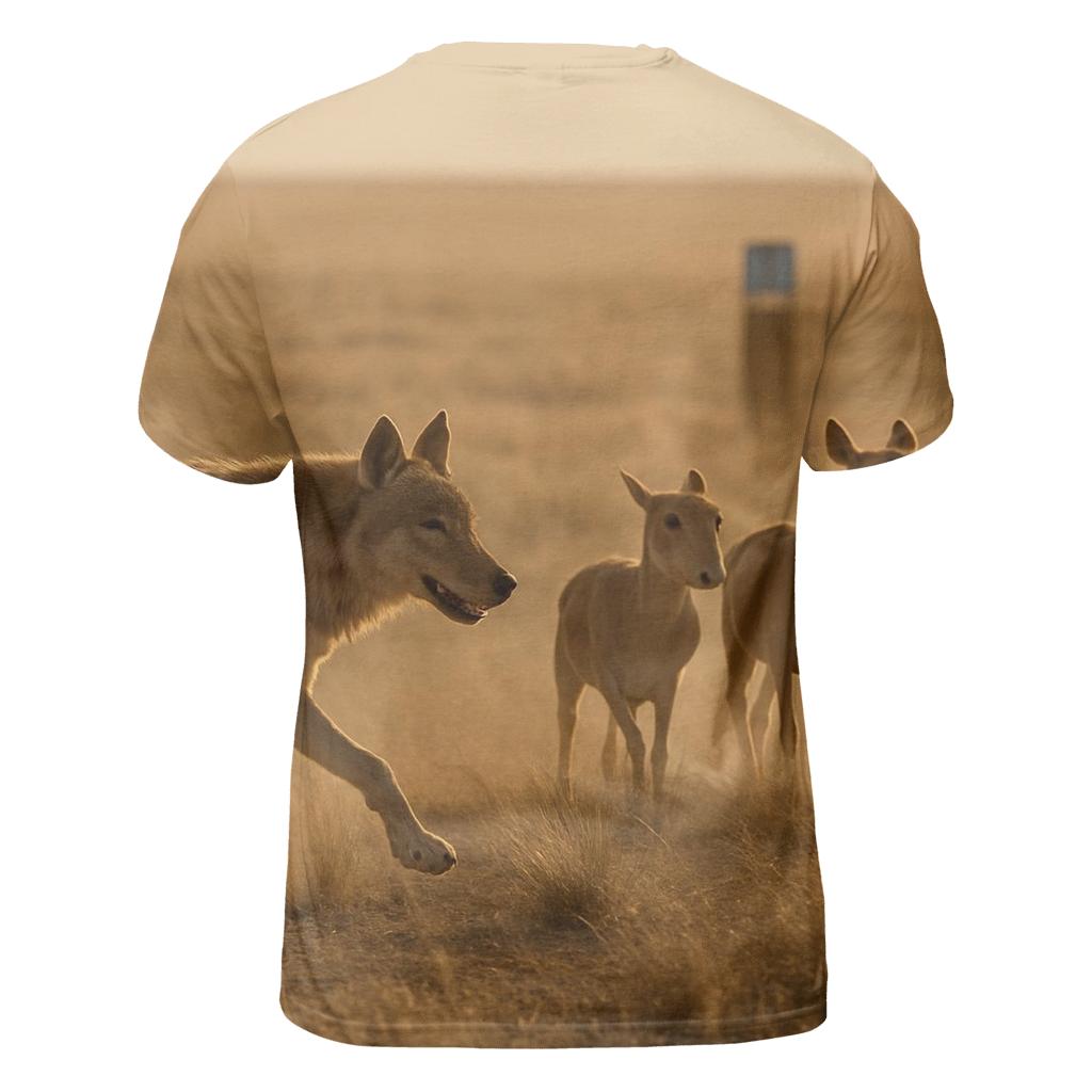 Saiga Steppe Wolf In Windblown Dust creative print fashion shirts