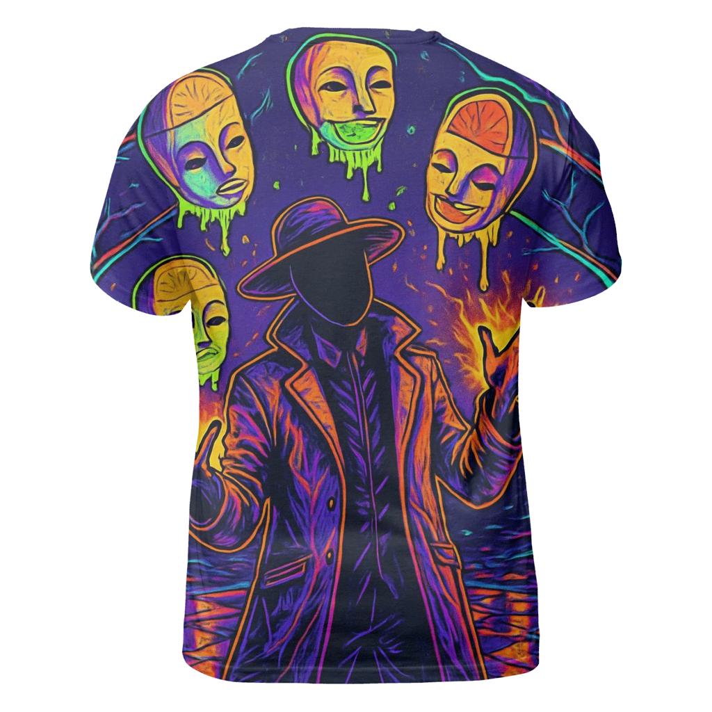 Neon Orchard Of Floating Masks designer pattern shirts
