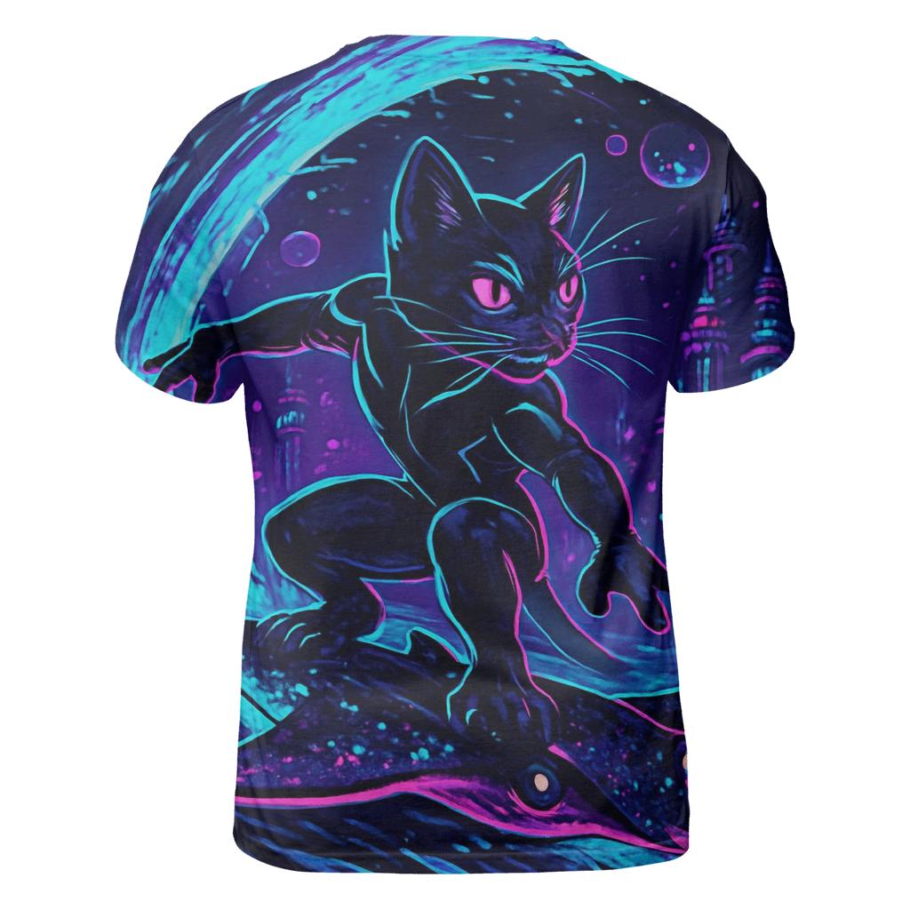 Neon Tide Reef Rider Cat designer pattern shirts