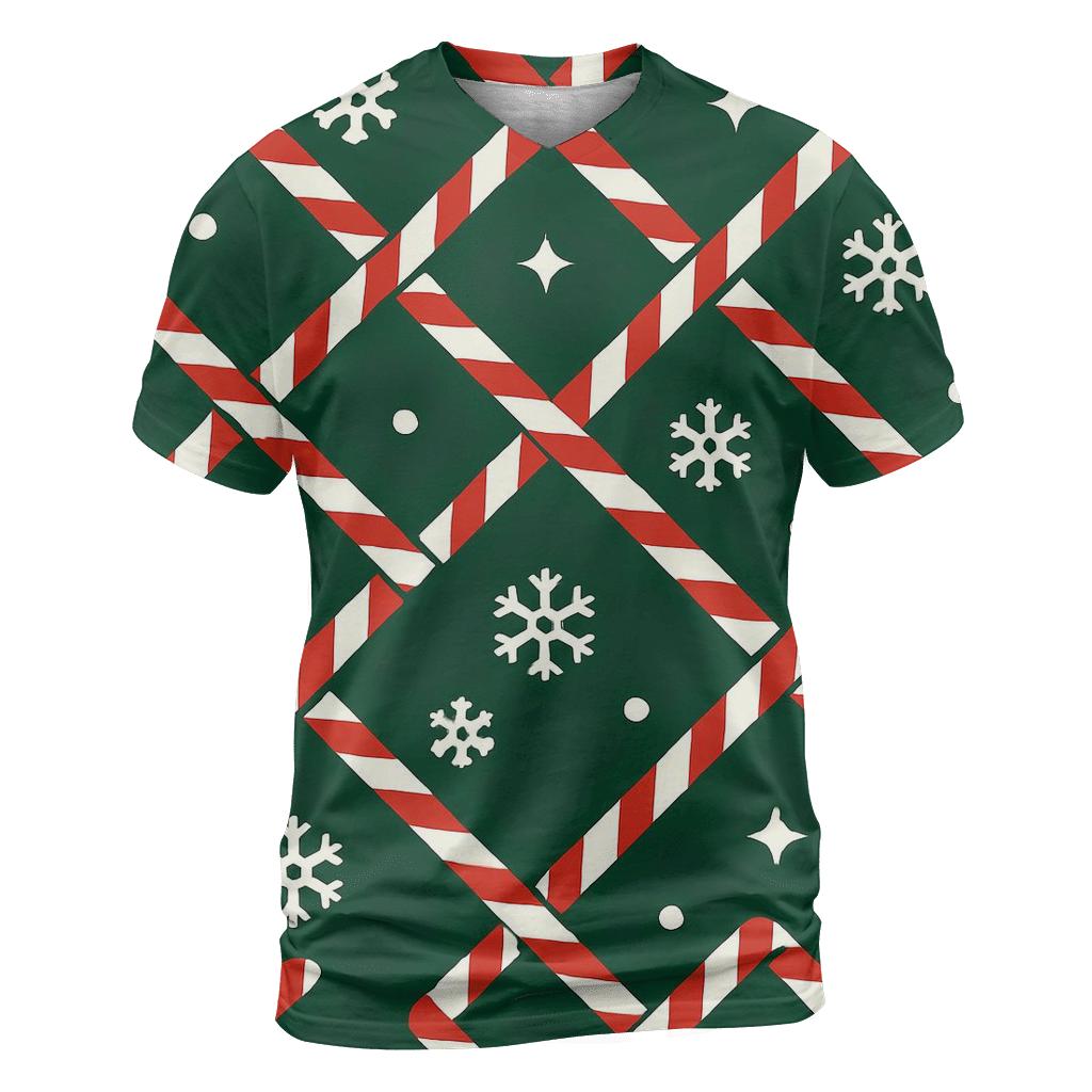 Candy Cane Snowflake Lattice Pattern designer pattern shirts