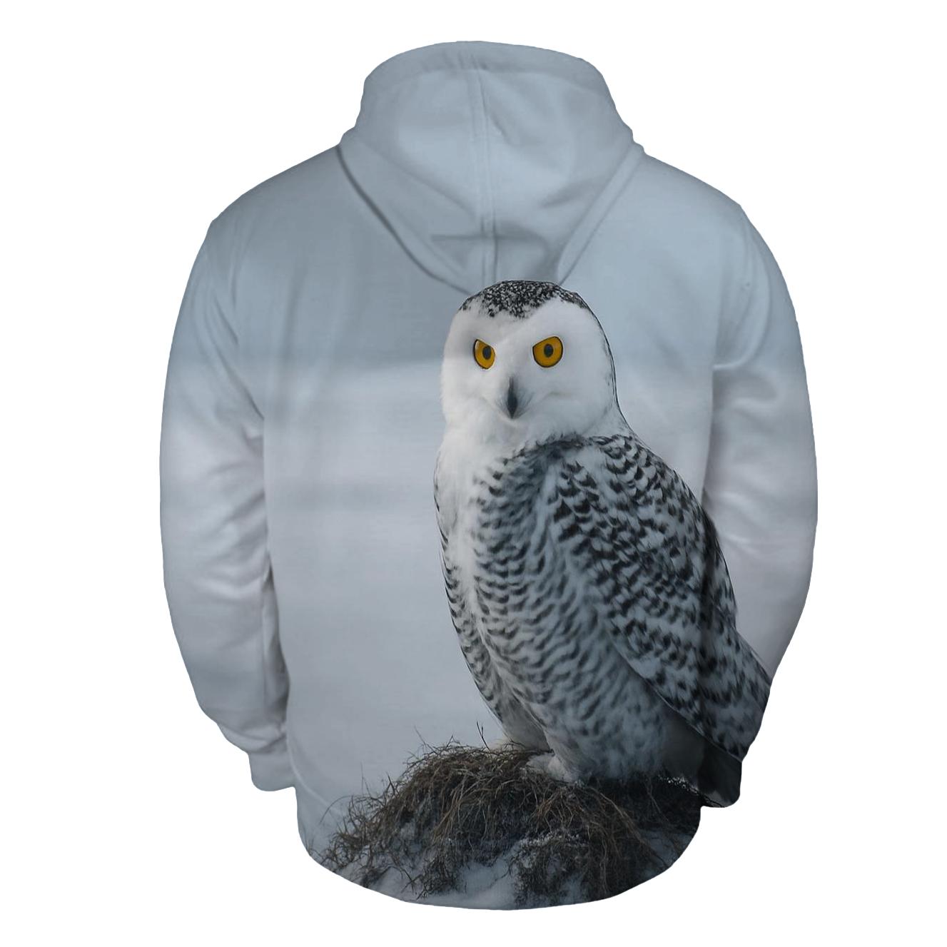 Frostline Sentinel Snowy Owl printed hoodies