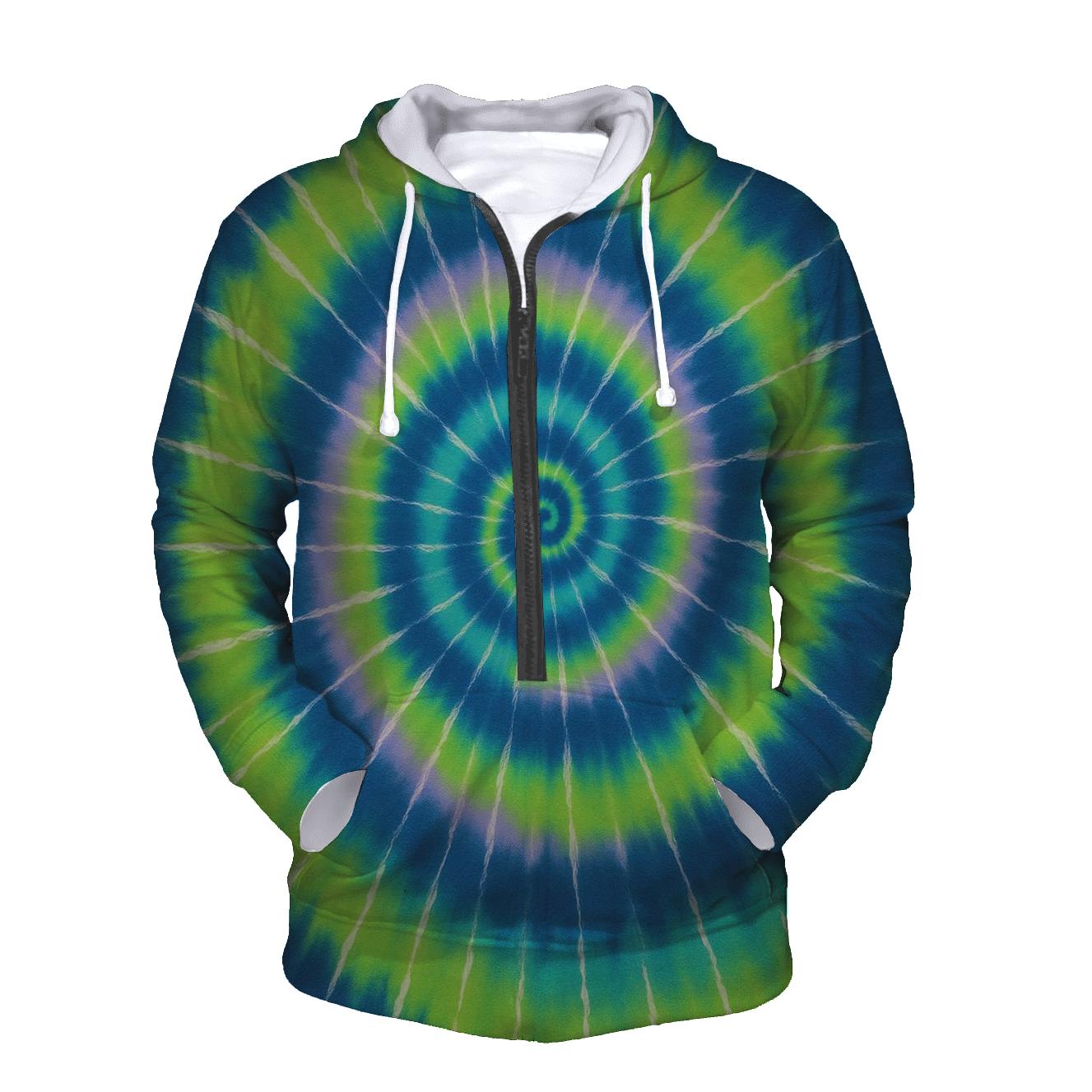 Aurora Spiral Overdye Vortex embroidered hoodies