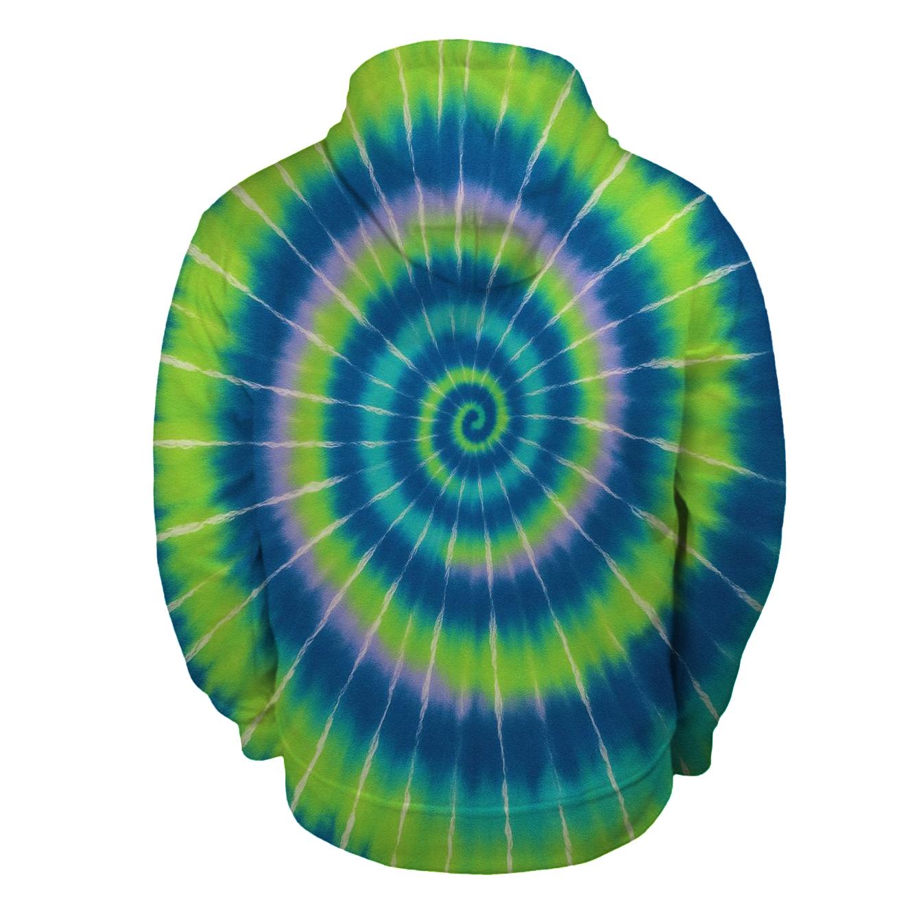 Aurora Spiral Overdye Vortex embroidered hoodies