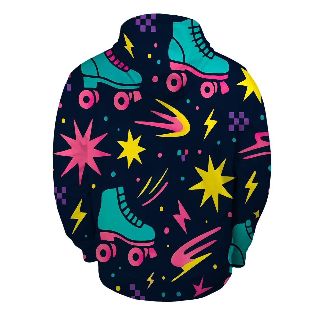 Roller Rink Neon Confetti printed hoodies