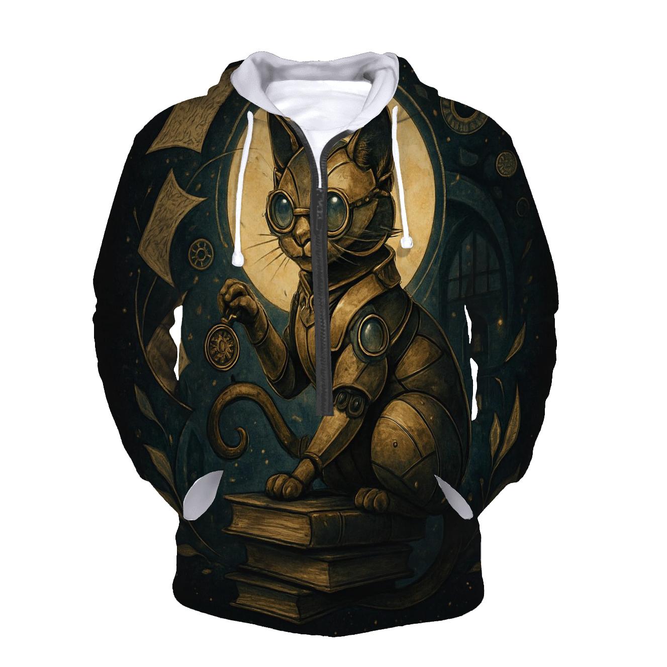 Clockwork Moonlit Librarian Cat heavyweight hoodies