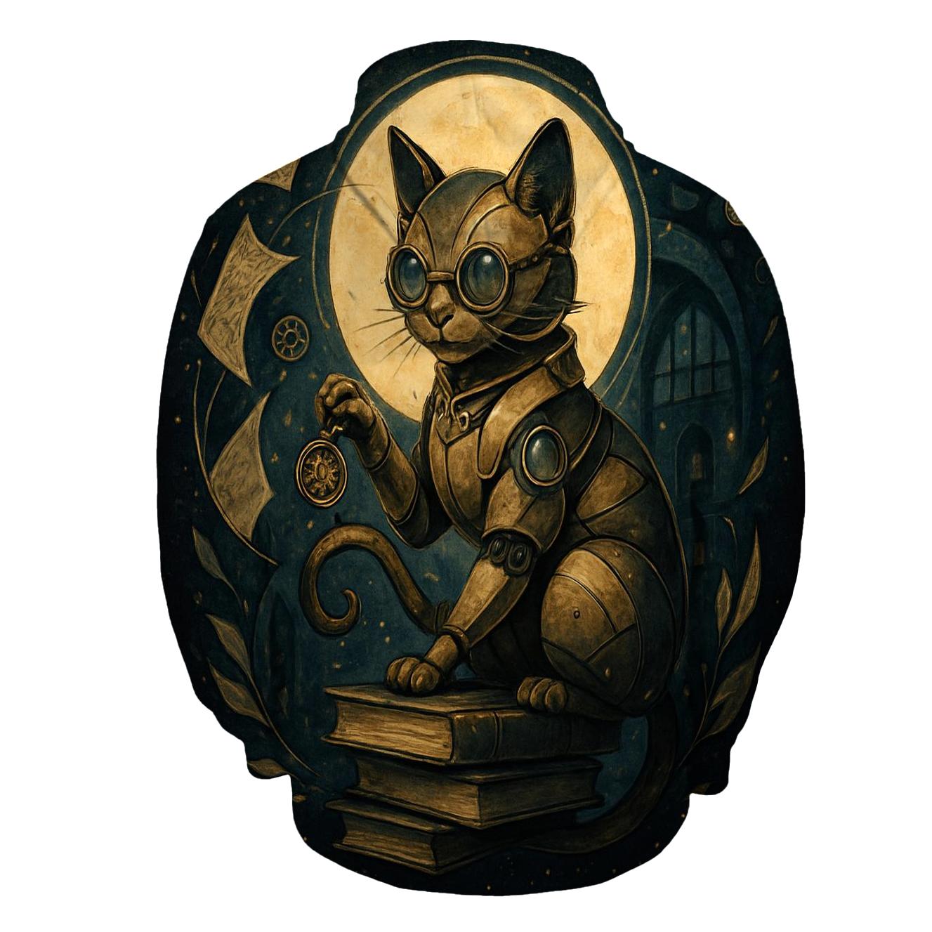 Clockwork Moonlit Librarian Cat heavyweight hoodies