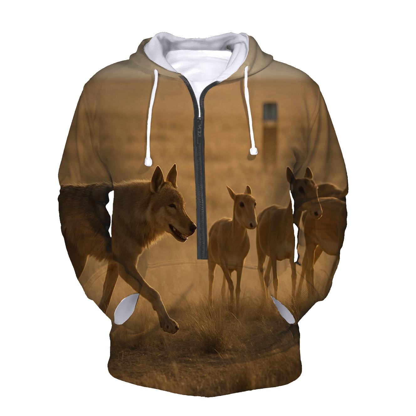 Saiga Steppe Wolf In Windblown Dust hoodie designs