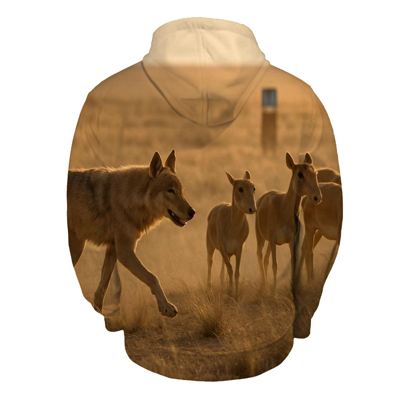 Saiga Steppe Wolf In Windblown Dust hoodie designs