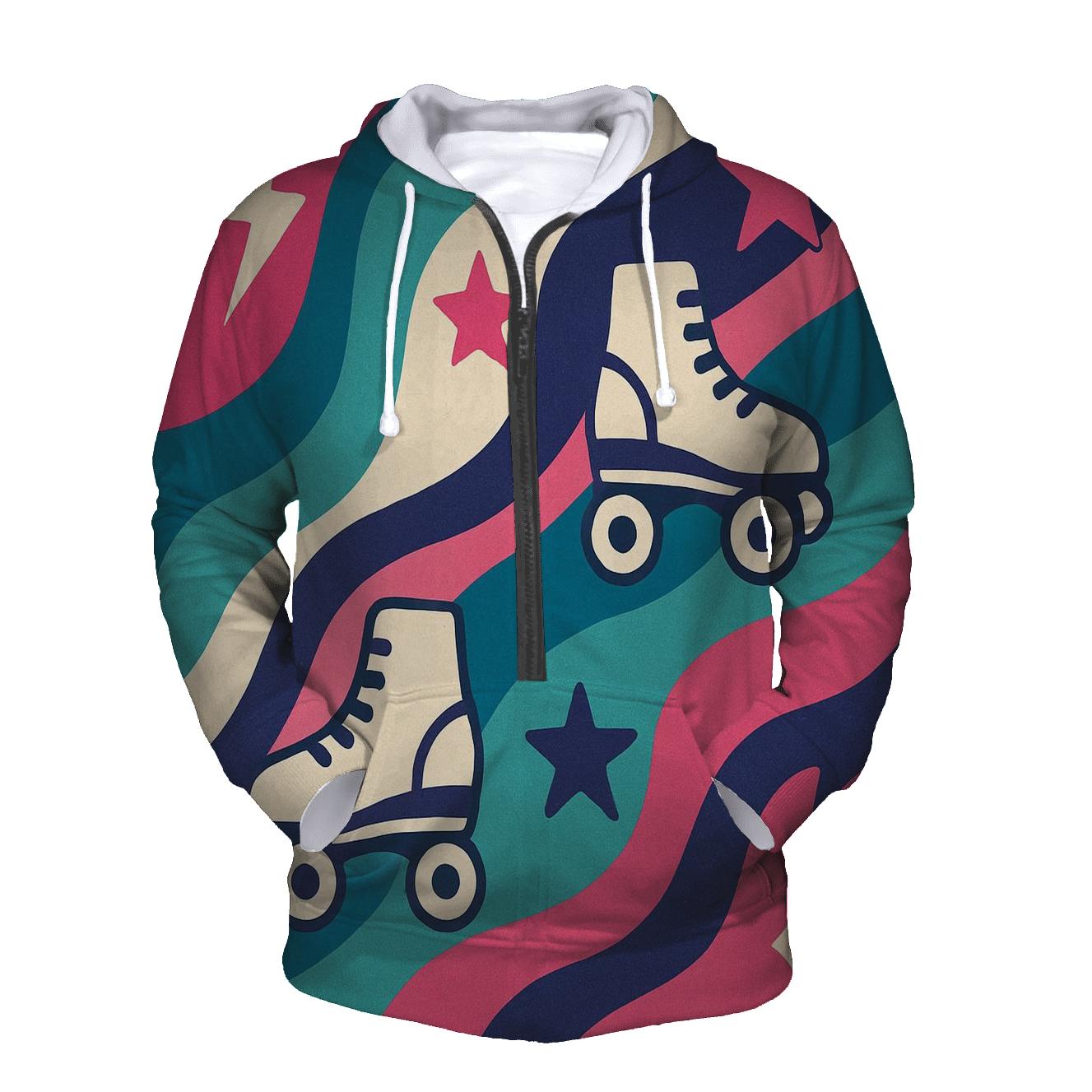 Groovy Roller Rink Waves graphic hoodies