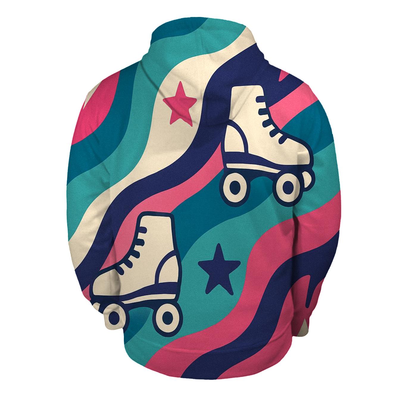 Groovy Roller Rink Waves graphic hoodies