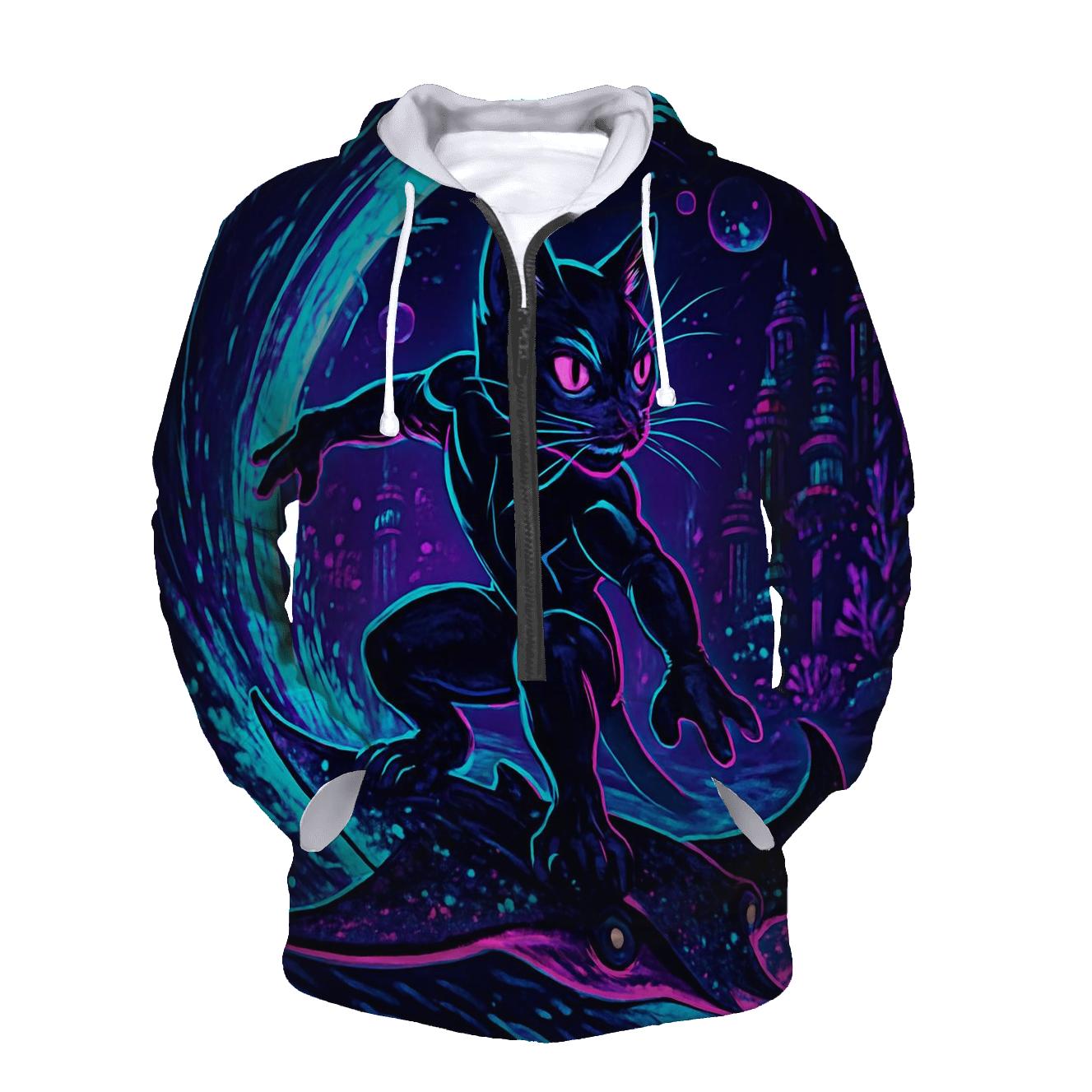 Neon Tide Reef Rider Cat heavyweight hoodies