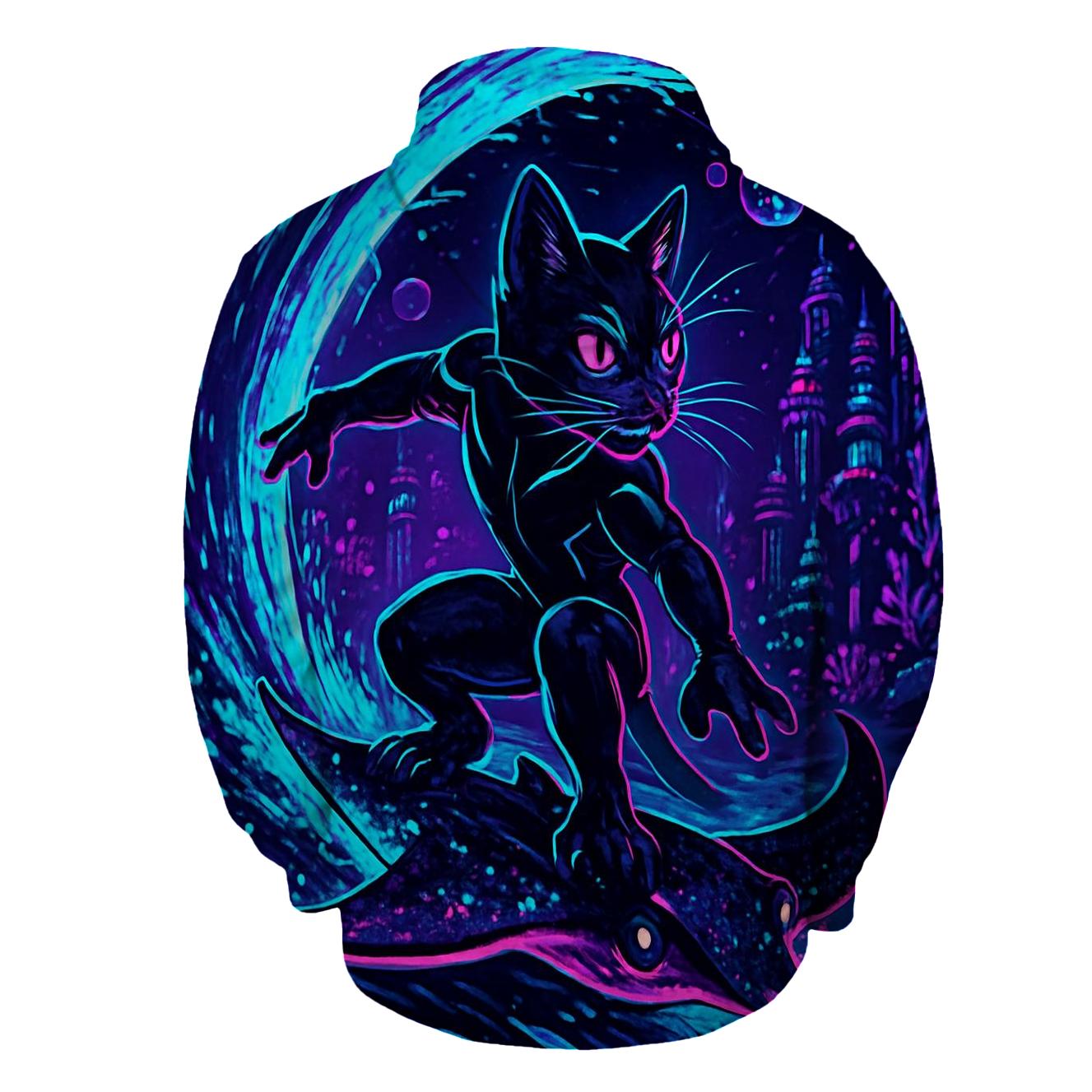 Neon Tide Reef Rider Cat heavyweight hoodies