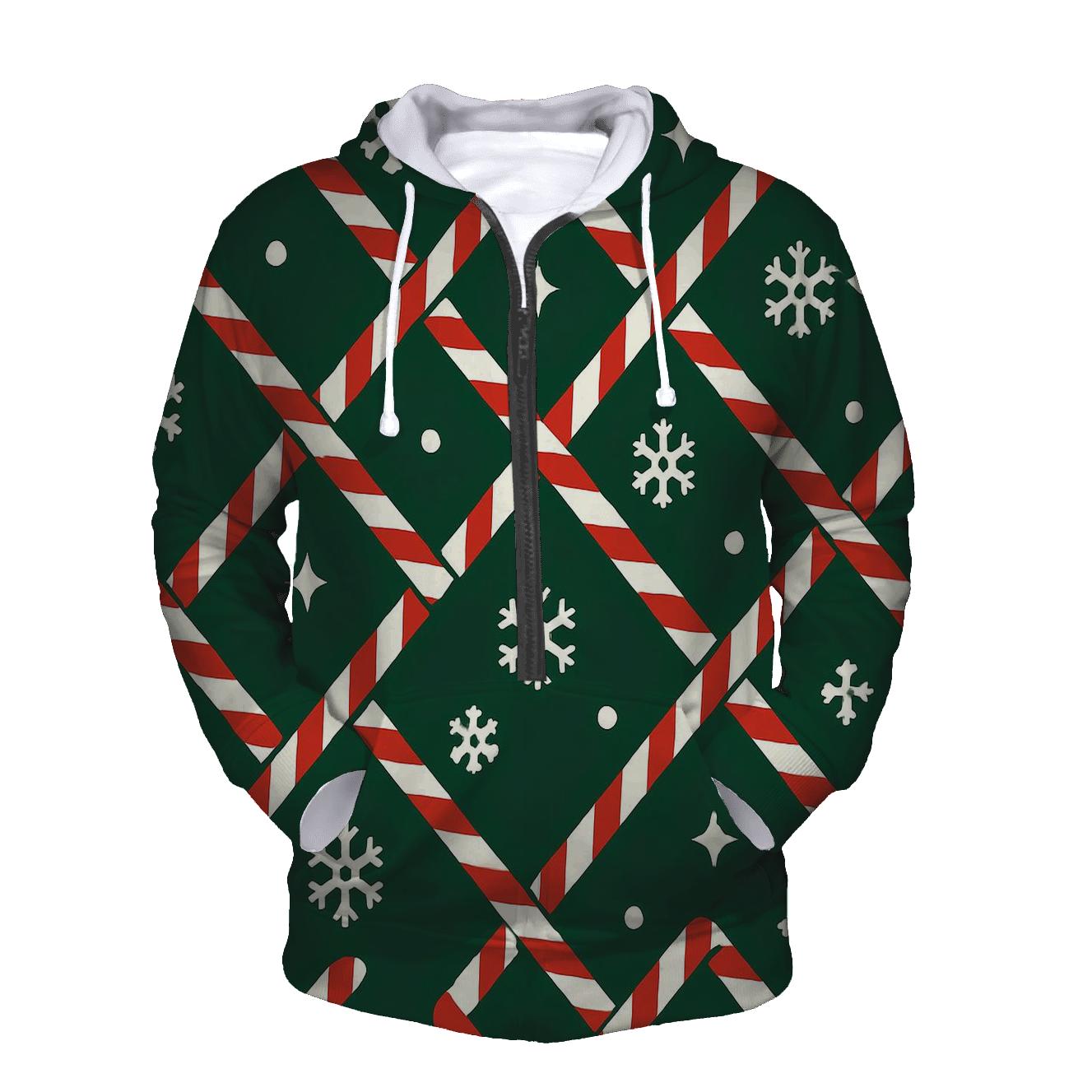 Candy Cane Snowflake Lattice Pattern hoodies fashion