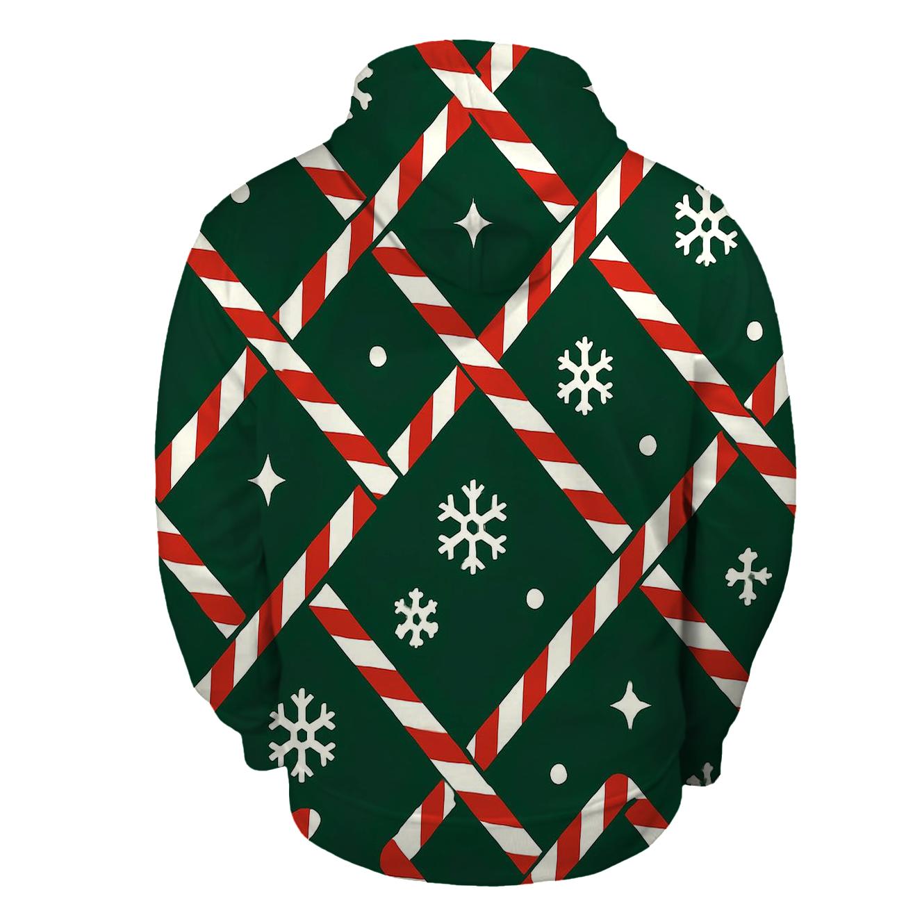 Candy Cane Snowflake Lattice Pattern hoodies fashion