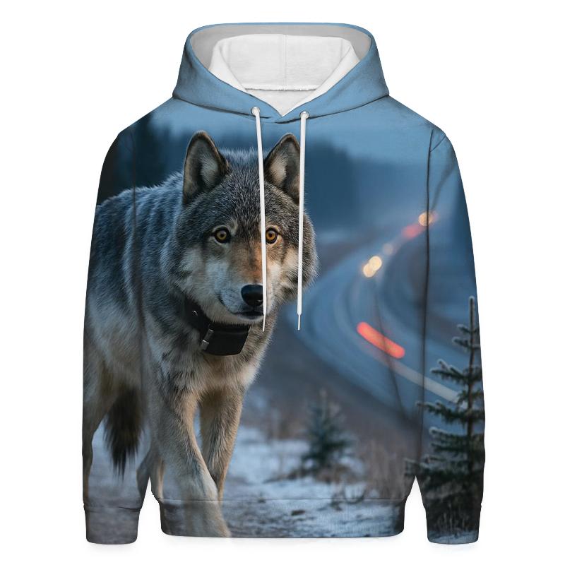 Overpass Sentinel Gray Wolf At Dawn graphic hoodies