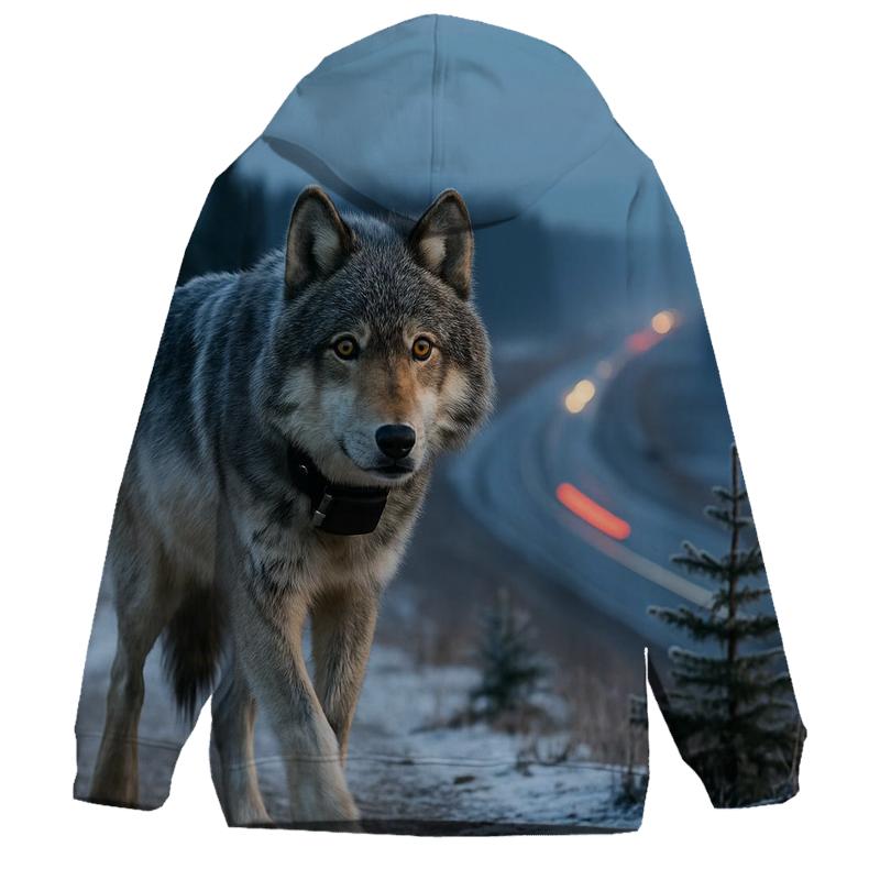 Overpass Sentinel Gray Wolf At Dawn graphic hoodies
