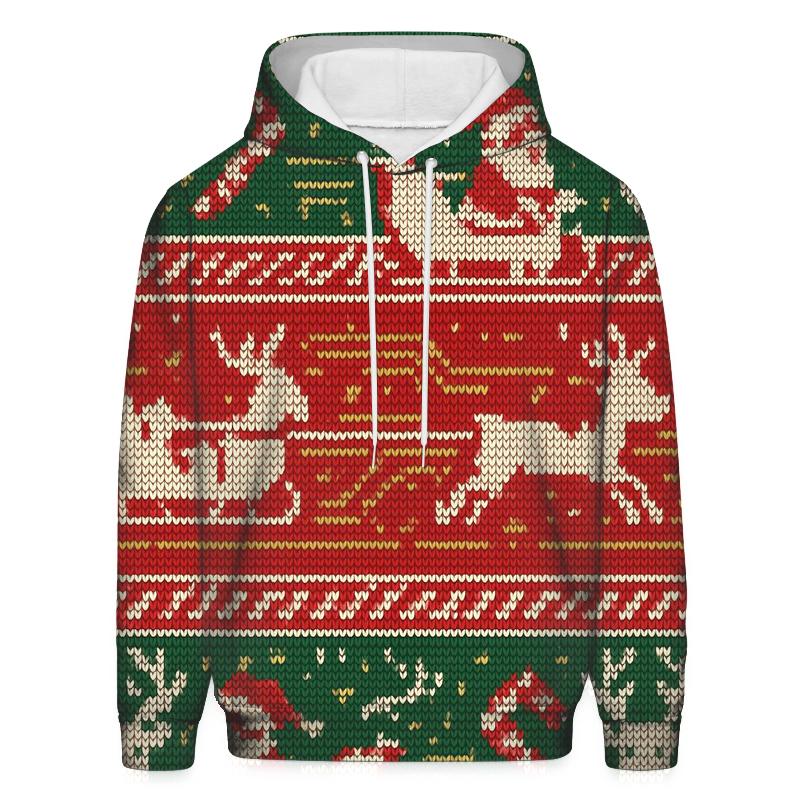 Santa Sleigh Circuit Board Knit Design embroidered hoodies