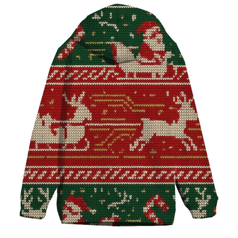 Santa Sleigh Circuit Board Knit Design embroidered hoodies