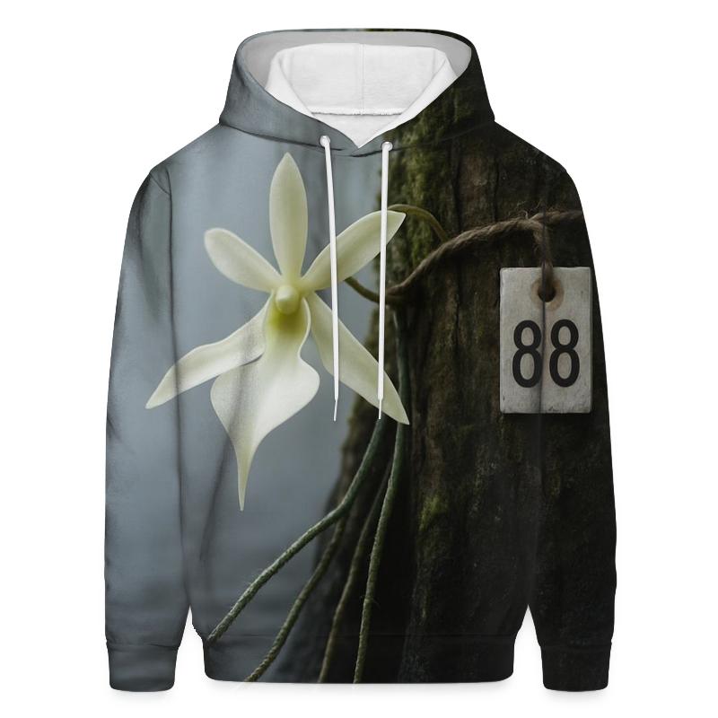 Ghost Orchid Bloom With Conservation Tag In Cypress Swamp embroidered hoodies