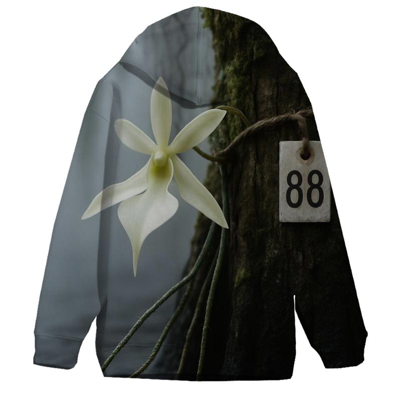 Ghost Orchid Bloom With Conservation Tag In Cypress Swamp embroidered hoodies