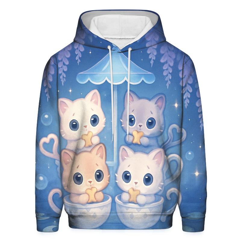 Moonlit Teacup Kitten Carousel embroidered hoodies