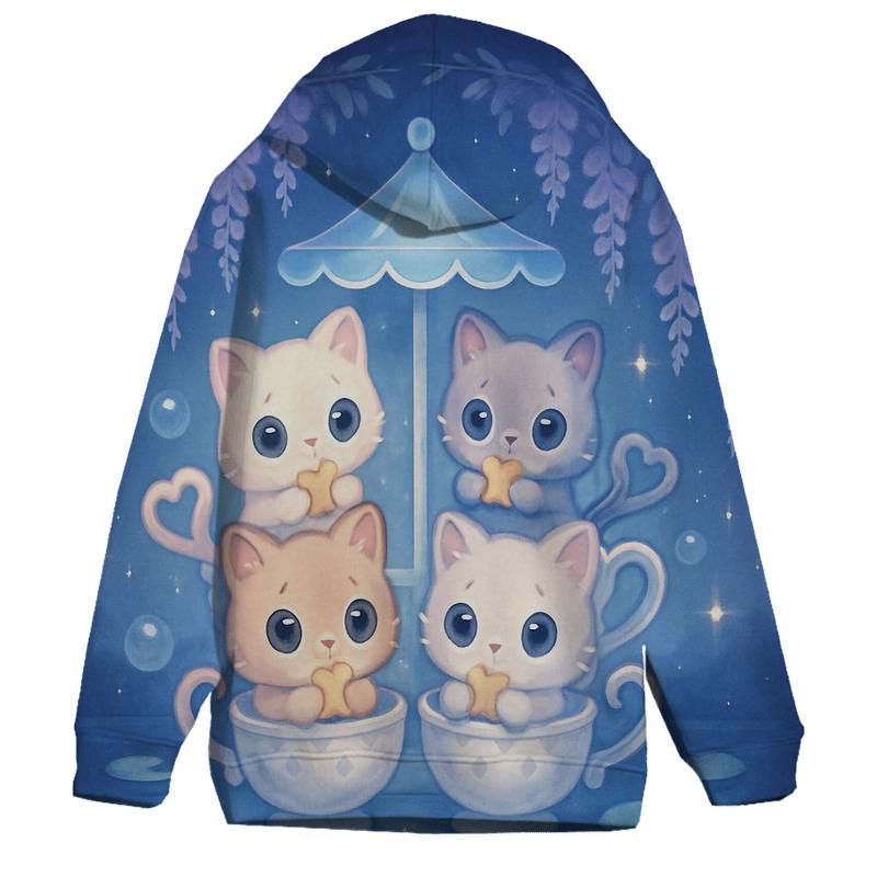 Moonlit Teacup Kitten Carousel embroidered hoodies