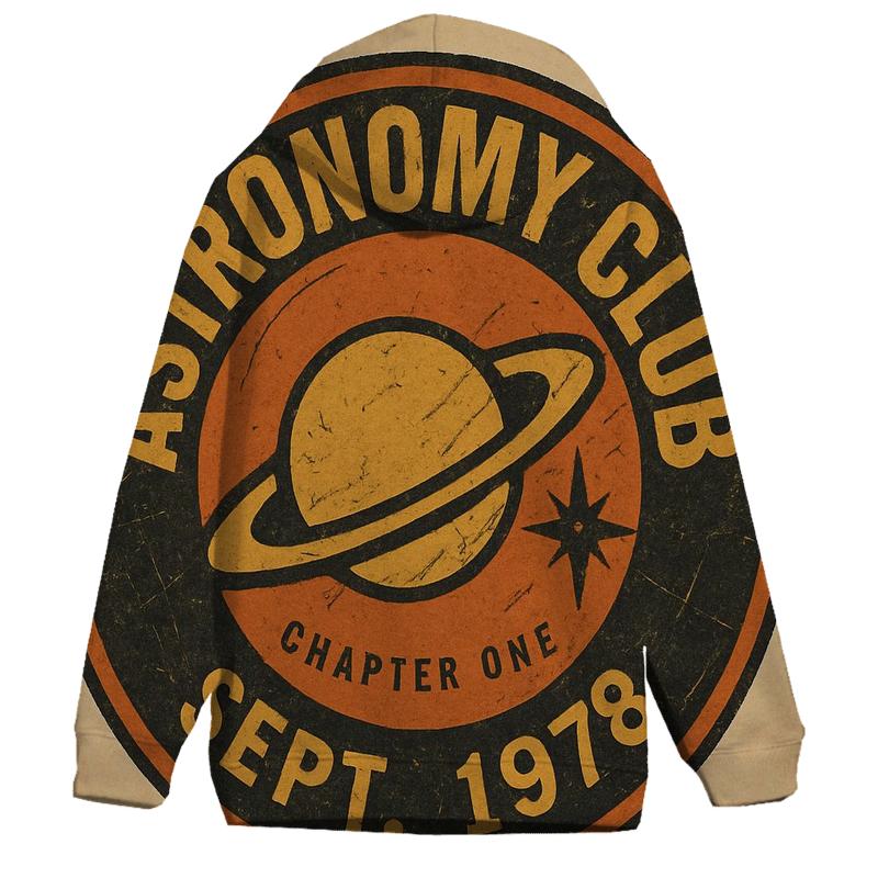 Distressed Vinyl Record Astronomy Club Badge pullover hoodies
