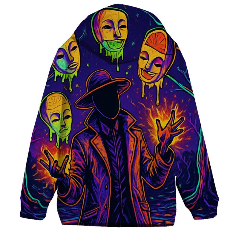 Neon Orchard Of Floating Masks printed hoodies