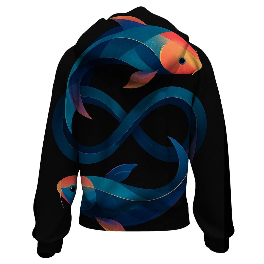 Prismatic Koi Infinity Loop embroidered hoodies