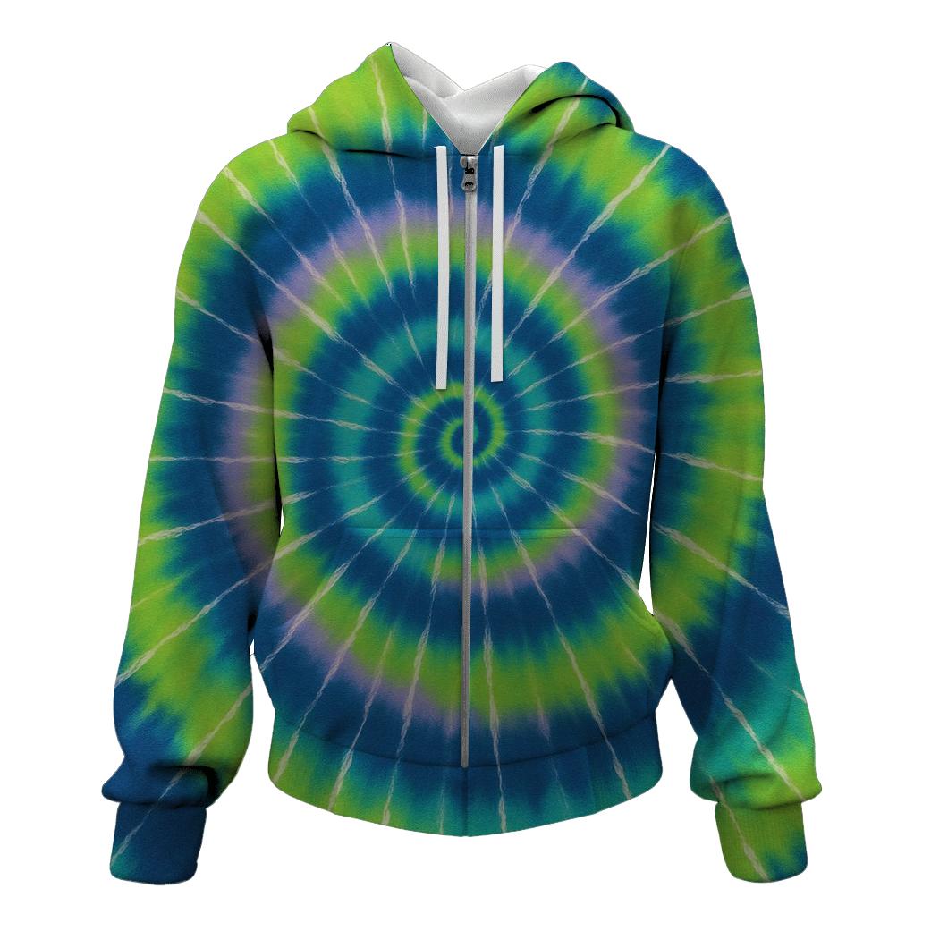 Aurora Spiral Overdye Vortex designer hoodies