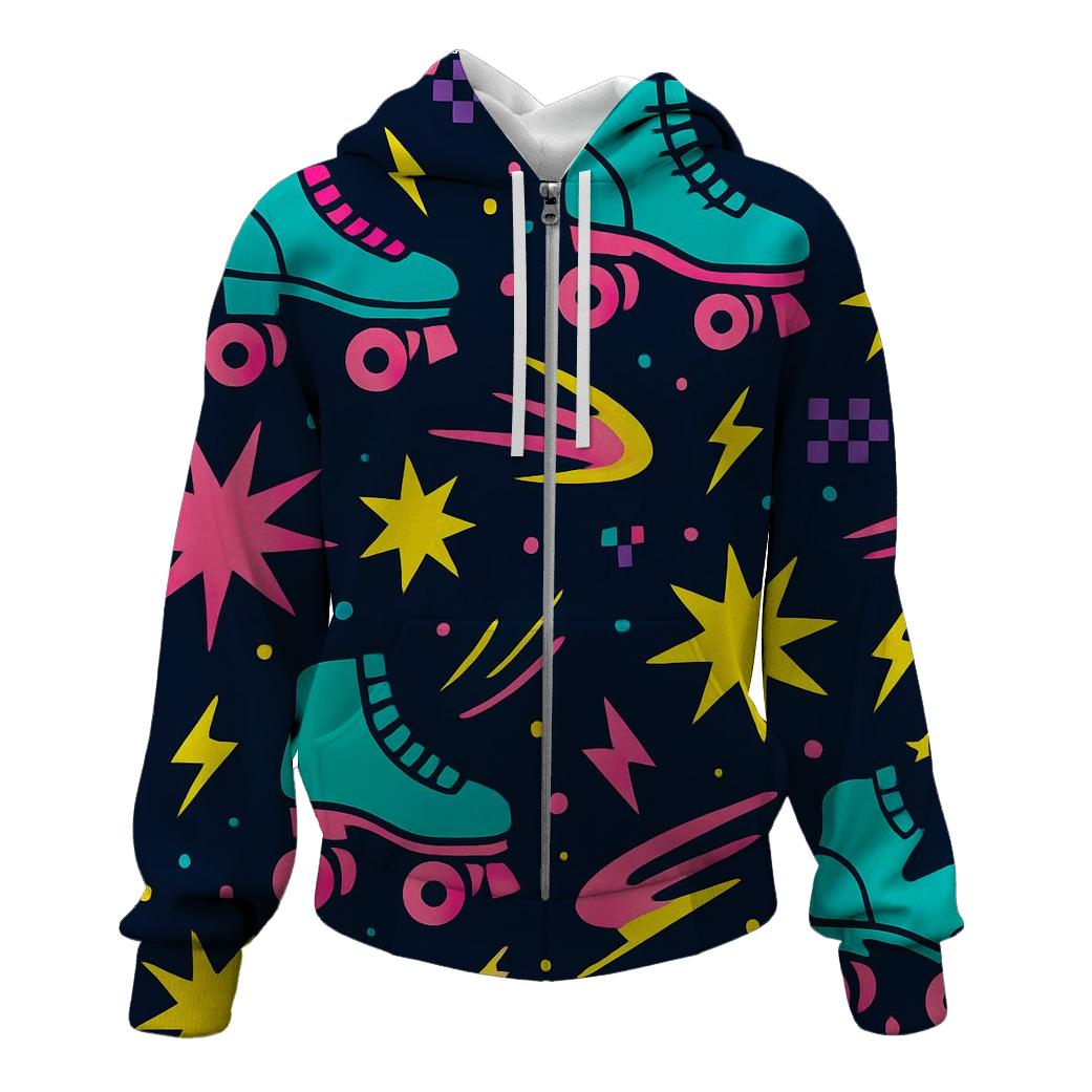 Roller Rink Neon Confetti zip-up hoodies