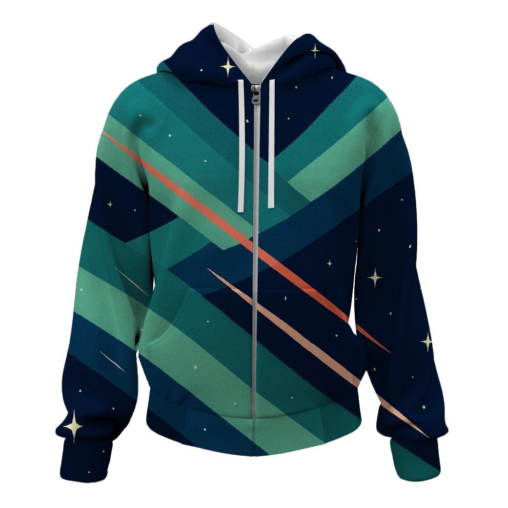Aurora Ribbon Jet Outflow zip-up hoodies