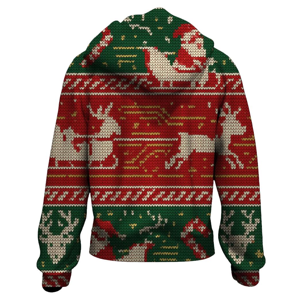 Santa Sleigh Circuit Board Knit Design zip-up hoodies