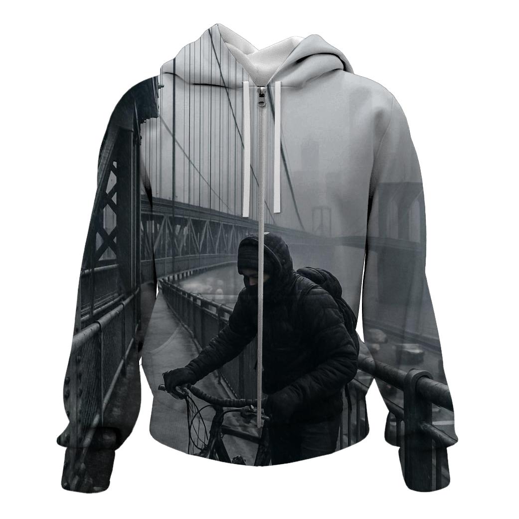 Snow Squall Panorama From The Manhattan Bridge Walkway lightweight hoodies