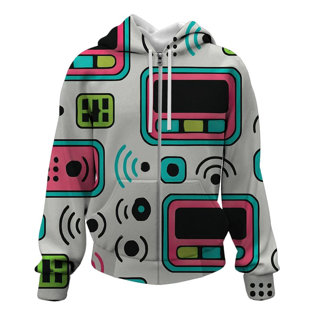 Chromatic Pager Signal Pattern pullover hoodies