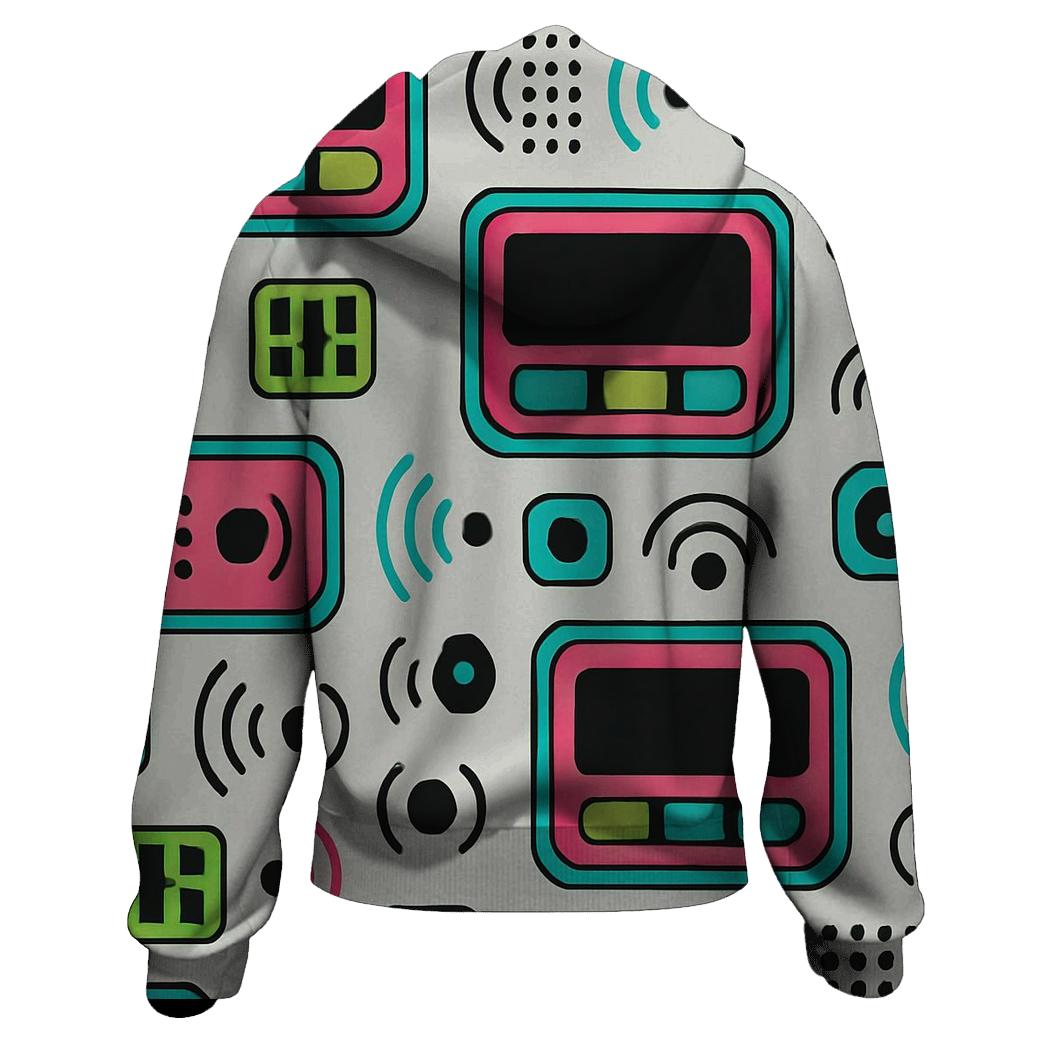 Chromatic Pager Signal Pattern pullover hoodies