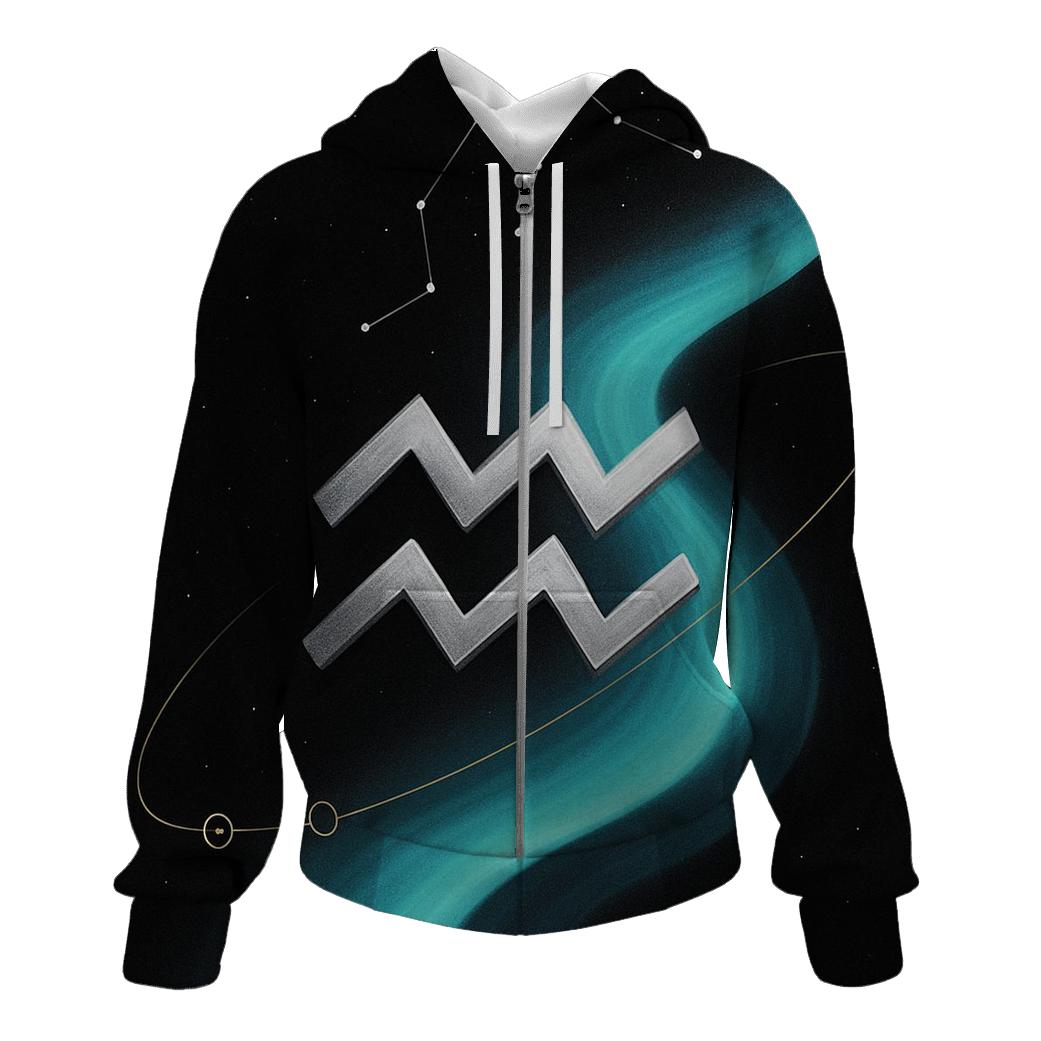 Aquarius Saturnine Water Bearer Orbit embroidered hoodies