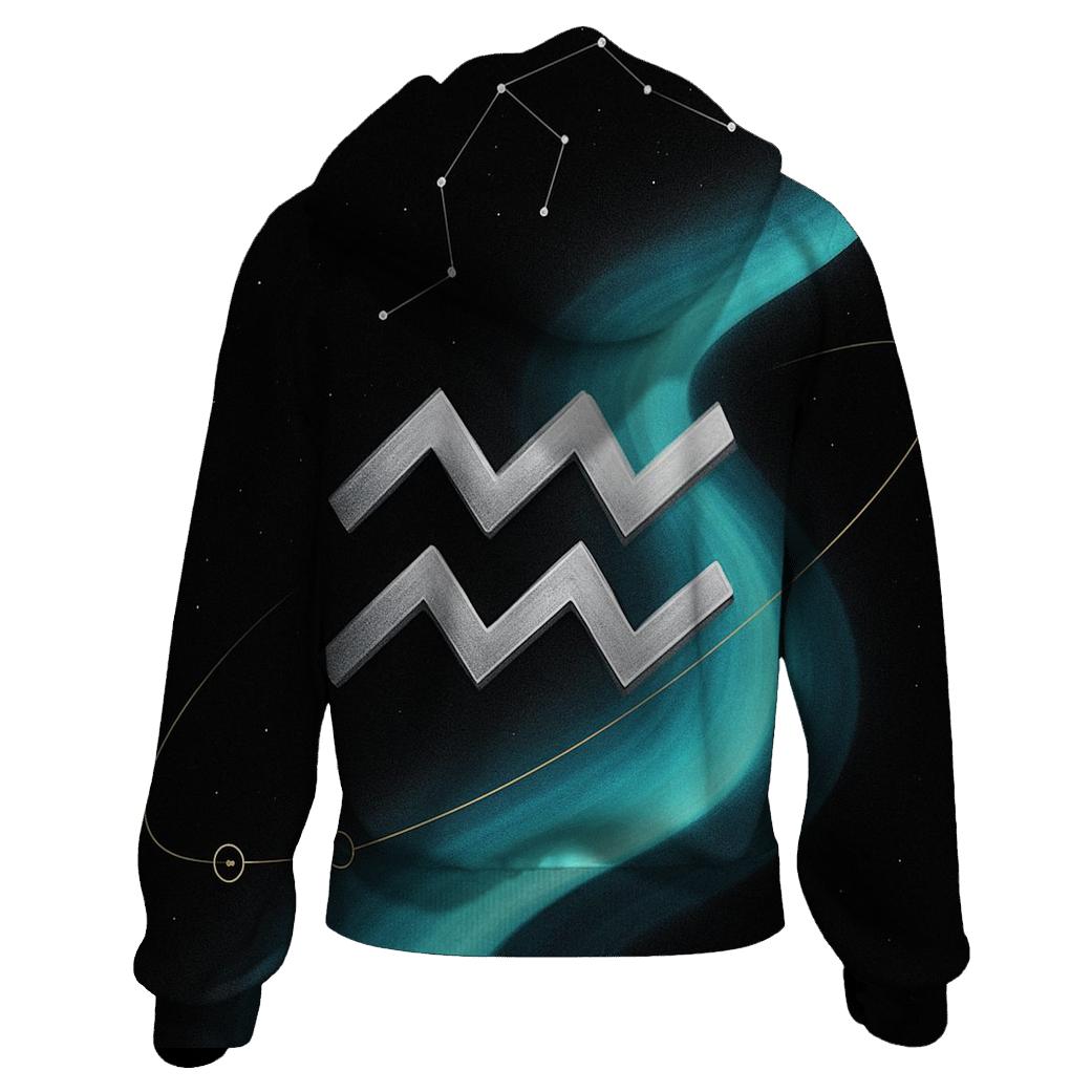 Aquarius Saturnine Water Bearer Orbit embroidered hoodies