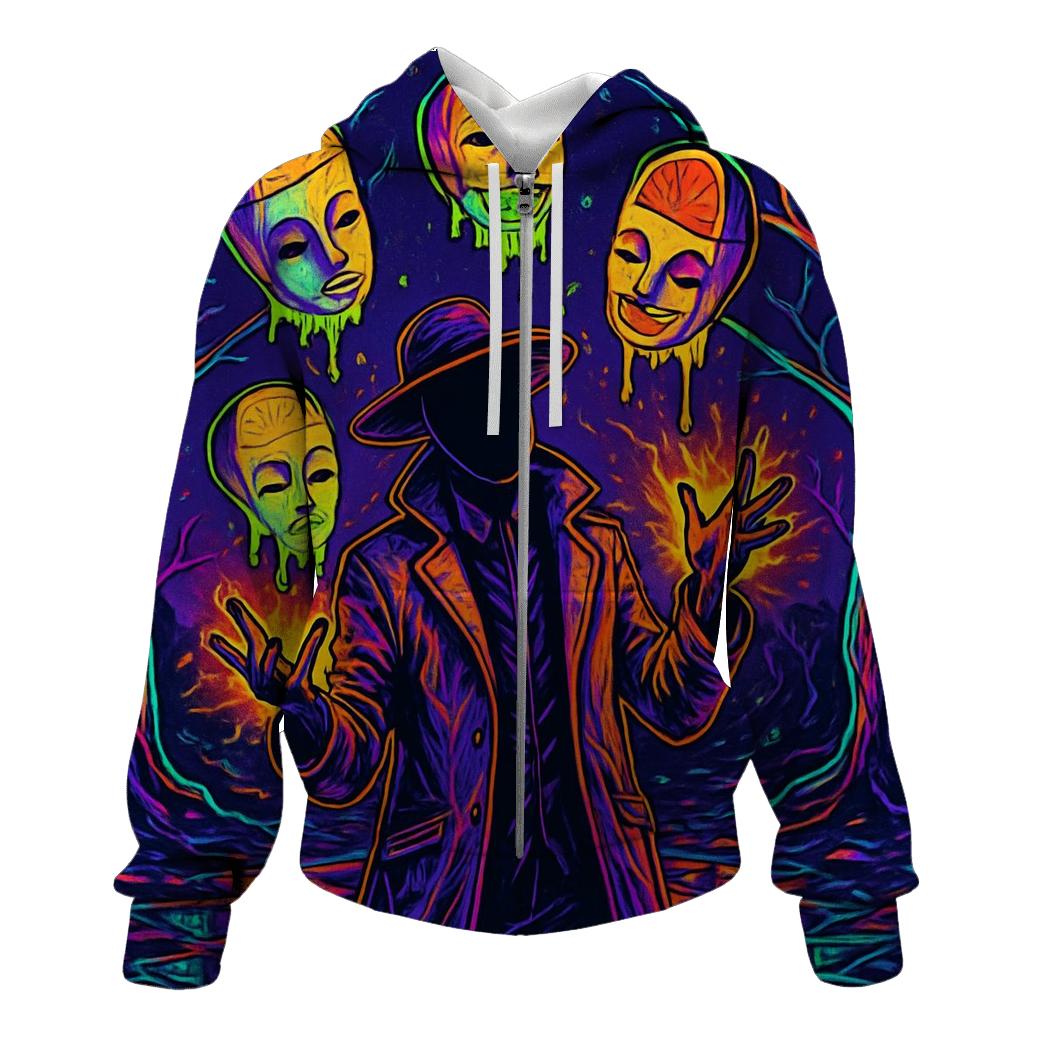 Neon Orchard Of Floating Masks custom hoodies
