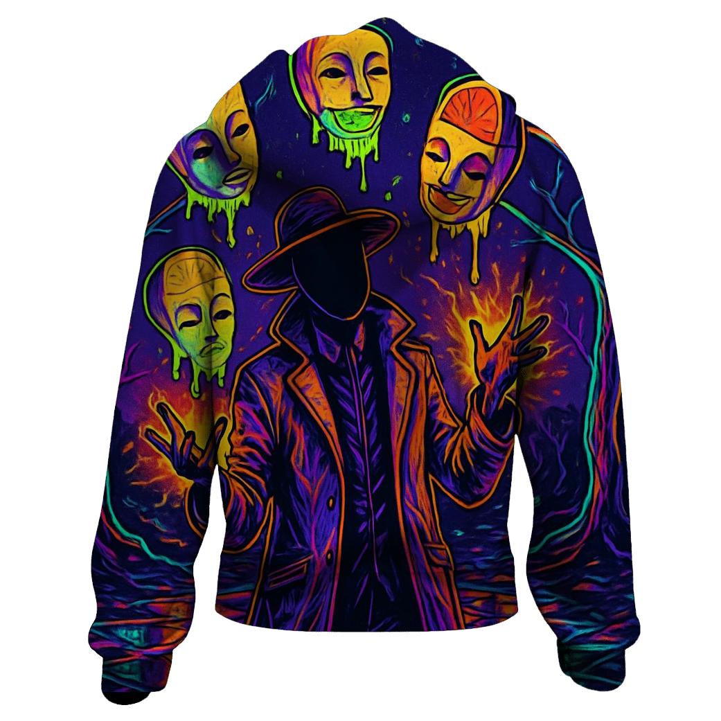 Neon Orchard Of Floating Masks custom hoodies
