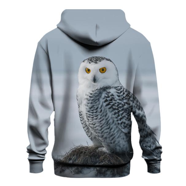 Frostline Sentinel Snowy Owl graphic hoodies
