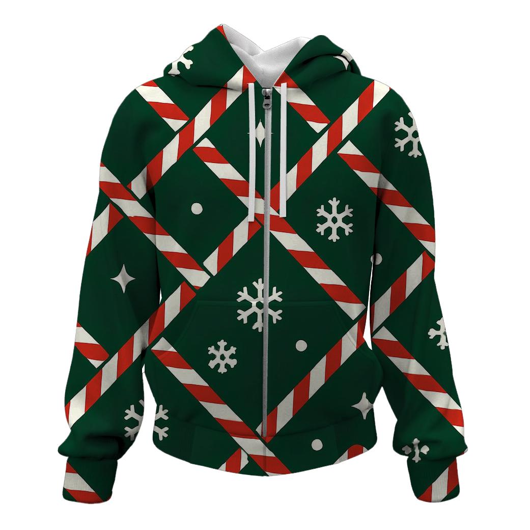 Candy Cane Snowflake Lattice Pattern premium hoodies